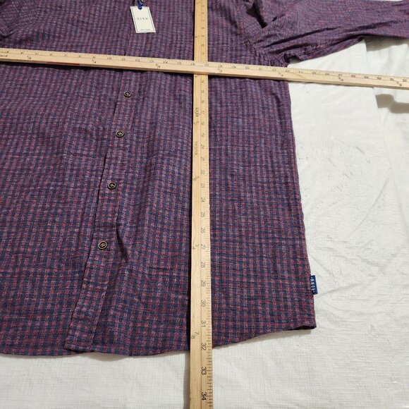 Rowm Mens Long Sleeve Button-Down Shirt Red/Blue Checkered size LT - Picture 2 of 11